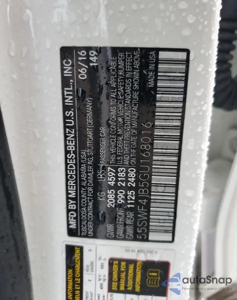 2016 Mercedes-Benz C 300 from USA, damaged, VIN 55SWF4JB5GU168016